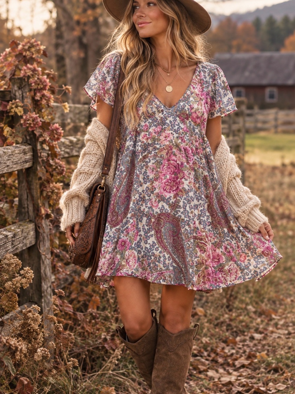 Show Me Your MuMu Floral cottagecore boho Swing Dress Size S